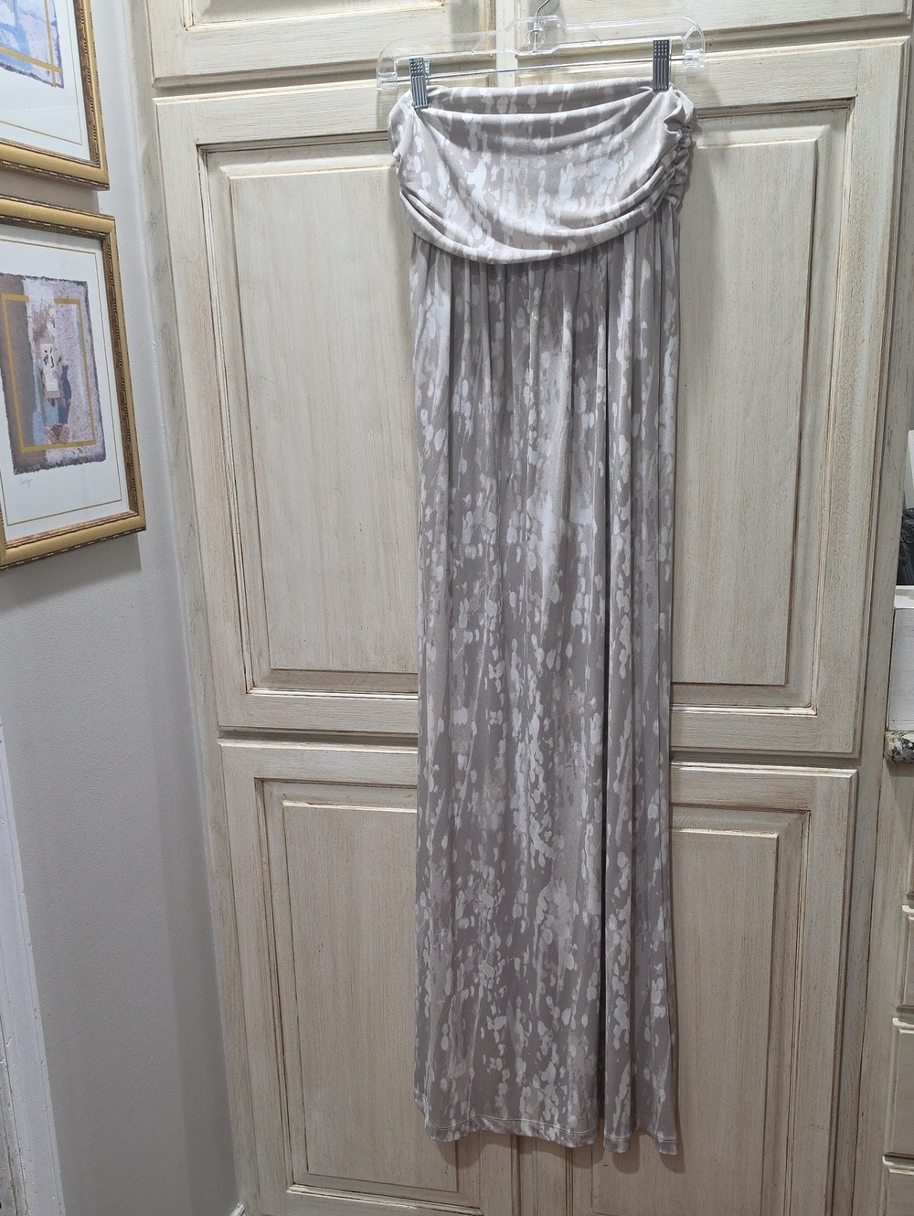 fab'rik Neutral Taupe Strapless Maxi Dress